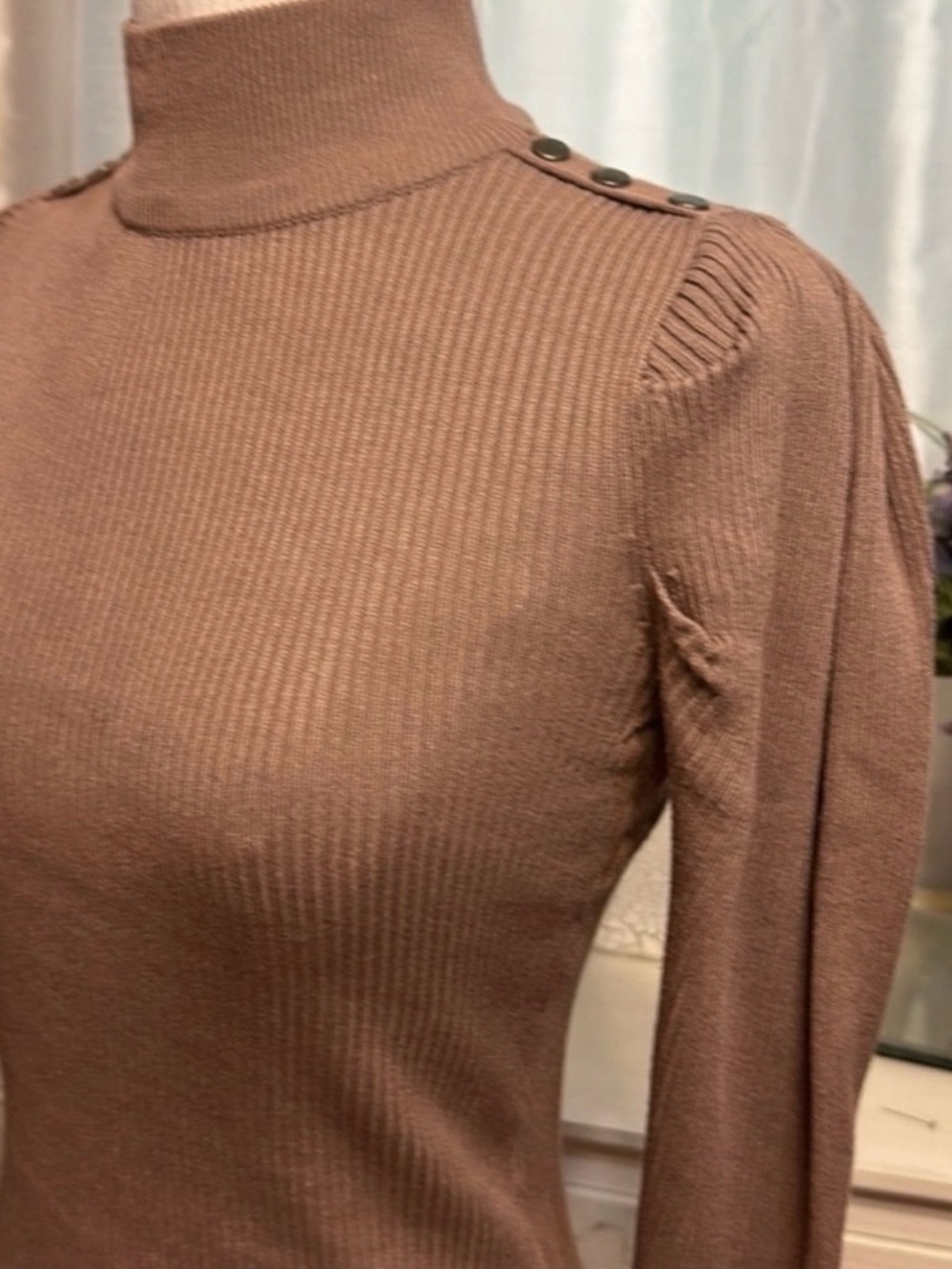 Tahari Mock Neck Sweater in Cocoa